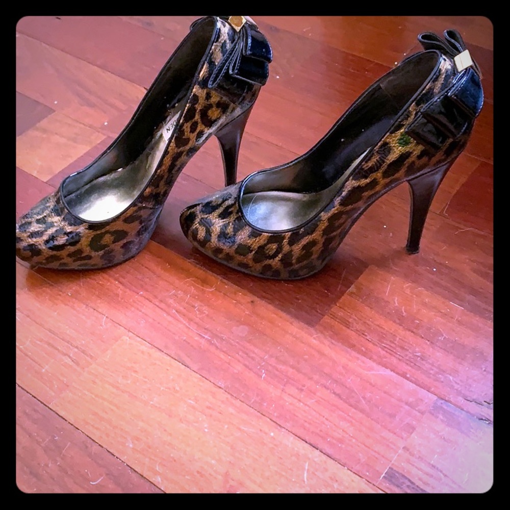Patent leopard print heels